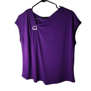 Adrienne Vittadini Purple Blouse (L, Women's)